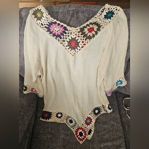 Funky Vneck Boho Crochet Top. 19ptp